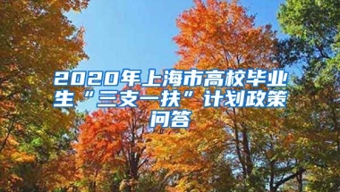 2020年上海市高校毕业生“三支一扶”计划政策问答