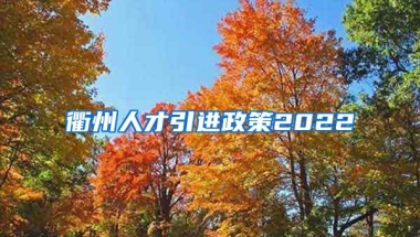 衢州人才引进政策2022