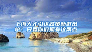 上海人才引进政策新鲜出炉！只要你们拥有这两点