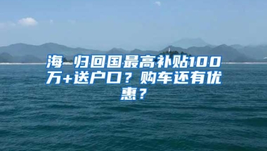 海 归回国最高补贴100万+送户口？购车还有优惠？