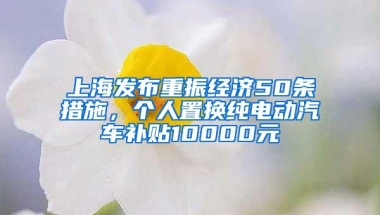 上海发布重振经济50条措施，个人置换纯电动汽车补贴10000元