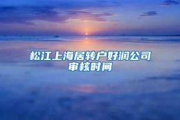 松江上海居转户好润公司审核时间