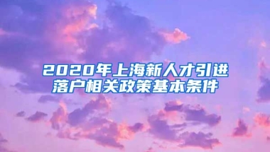 2020年上海新人才引进落户相关政策基本条件