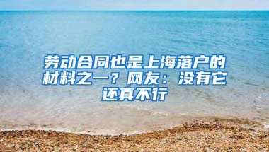 劳动合同也是上海落户的材料之一？网友：没有它还真不行