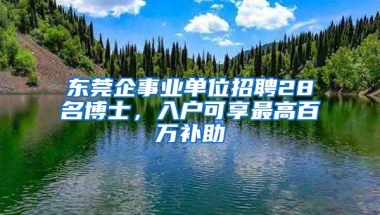 东莞企事业单位招聘28名博士，入户可享最高百万补助