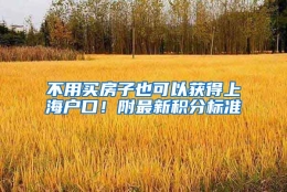 不用买房子也可以获得上海户口！附最新积分标准