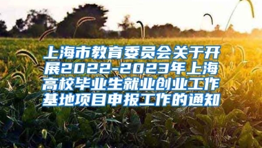 上海市教育委员会关于开展2022-2023年上海高校毕业生就业创业工作基地项目申报工作的通知