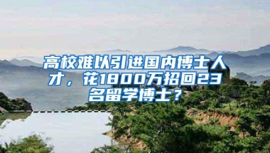 高校难以引进国内博士人才，花1800万招回23名留学博士？