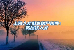 上海人才引进落户条件：高层次人才