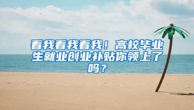 看我看我看我！高校毕业生就业创业补贴你领上了吗？