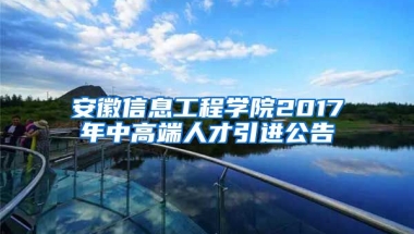 安徽信息工程学院2017年中高端人才引进公告