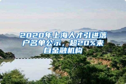 2020年上海人才引进落户名单公示，超20%来自金融机构