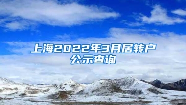 上海2022年3月居转户公示查询