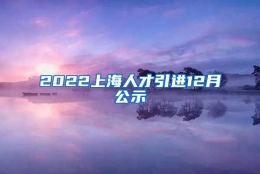 2022上海人才引进12月公示