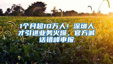 1个月超10万人！深圳人才引进业务火爆，官方喊话错峰申报