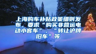 上海购车补贴政策细则发布，要求“购买非营运电动小客车”、“转让沪牌旧车”等