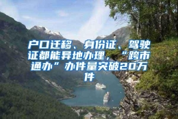 户口迁移、身份证、驾驶证都能异地办理，“跨市通办”办件量突破20万件