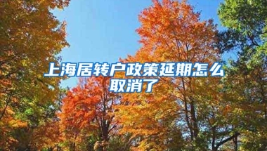 上海居转户政策延期怎么取消了