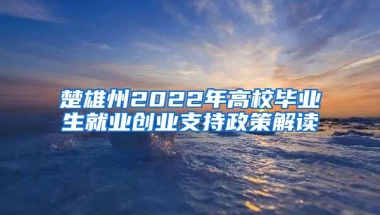 楚雄州2022年高校毕业生就业创业支持政策解读