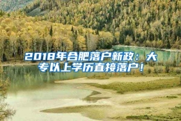 2018年合肥落户新政：大专以上学历直接落户！