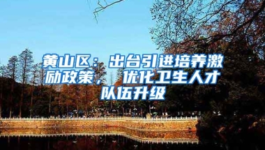 黄山区：出台引进培养激励政策， 优化卫生人才队伍升级