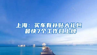 上海：买车有补贴大礼包 最快7个工作日上牌