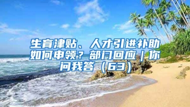 生育津贴、人才引进补助如何申领？部门回应｜你问我答（63）