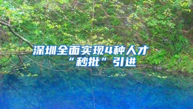 深圳全面实现4种人才“秒批”引进