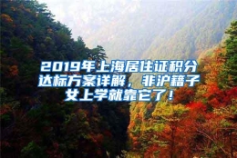 2019年上海居住证积分达标方案详解，非沪籍子女上学就靠它了！