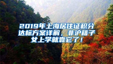 2019年上海居住证积分达标方案详解，非沪籍子女上学就靠它了！