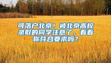 可落户北京！被北京高校录取的同学注意了，看看你符合要求吗？