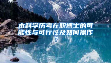 本科学历考在职博士的可能性与可行性及如何操作？