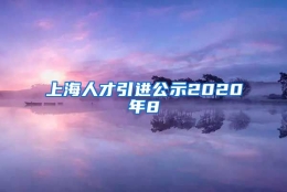 上海人才引进公示2020年8