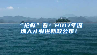 “抢鲜”看！2017年深圳人才引进新政公布！