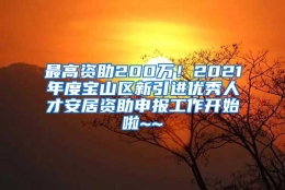 最高资助200万！2021年度宝山区新引进优秀人才安居资助申报工作开始啦~~