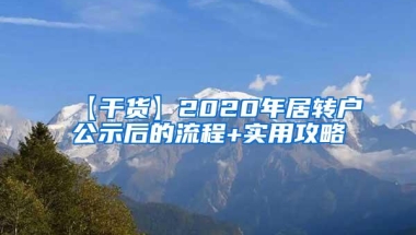 【干货】2020年居转户公示后的流程+实用攻略