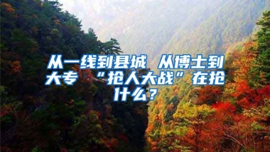 从一线到县城 从博士到大专 “抢人大战”在抢什么？