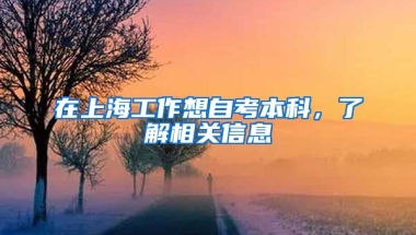 在上海工作想自考本科，了解相关信息