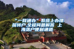 “一网通办”系统上办理居转户,全程问题解答 上海落户便利通道