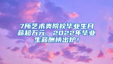 7所艺术类院校毕业生月薪超万元，2022年毕业生薪酬榜出炉！