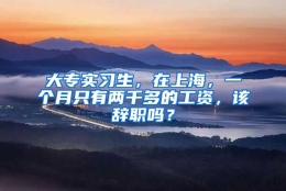 大专实习生，在上海，一个月只有两千多的工资，该辞职吗？