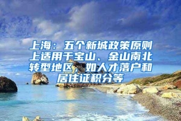 上海：五个新城政策原则上适用于宝山、金山南北转型地区，如人才落户和居住证积分等