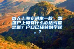 本人上海专科生一枚，想落户上海有什么办法或者渠道？户口已经转到学校。？