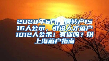 2020年6月，居转户1516人公示，引进人才落户1012人公示！有你吗？附上海落户指南