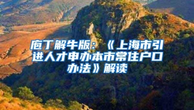 庖丁解牛版：《上海市引进人才申办本市常住户口办法》解读