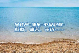 居转户-浦东-中级职称-煎熬、痛苦、等待~~~