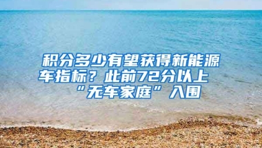 积分多少有望获得新能源车指标？此前72分以上“无车家庭”入围