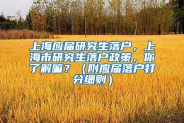 上海应届研究生落户，上海市研究生落户政策，你了解嘛？（附应届落户打分细则）