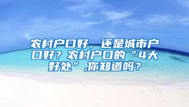 农村户口好，还是城市户口好？农村户口的“4大好处”,你知道吗？