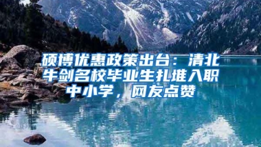 硕博优惠政策出台：清北牛剑名校毕业生扎堆入职中小学，网友点赞